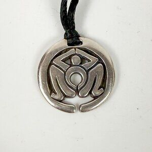 Jane Iris Designs Sterling Silver Round Receptivity Primitive Pendant Necklace